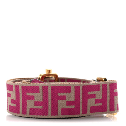 Fendi Ribbon Vitello Seta FF 1974 Pequin Reversible Adjustable Strap You Marrone Pink 2 of 5