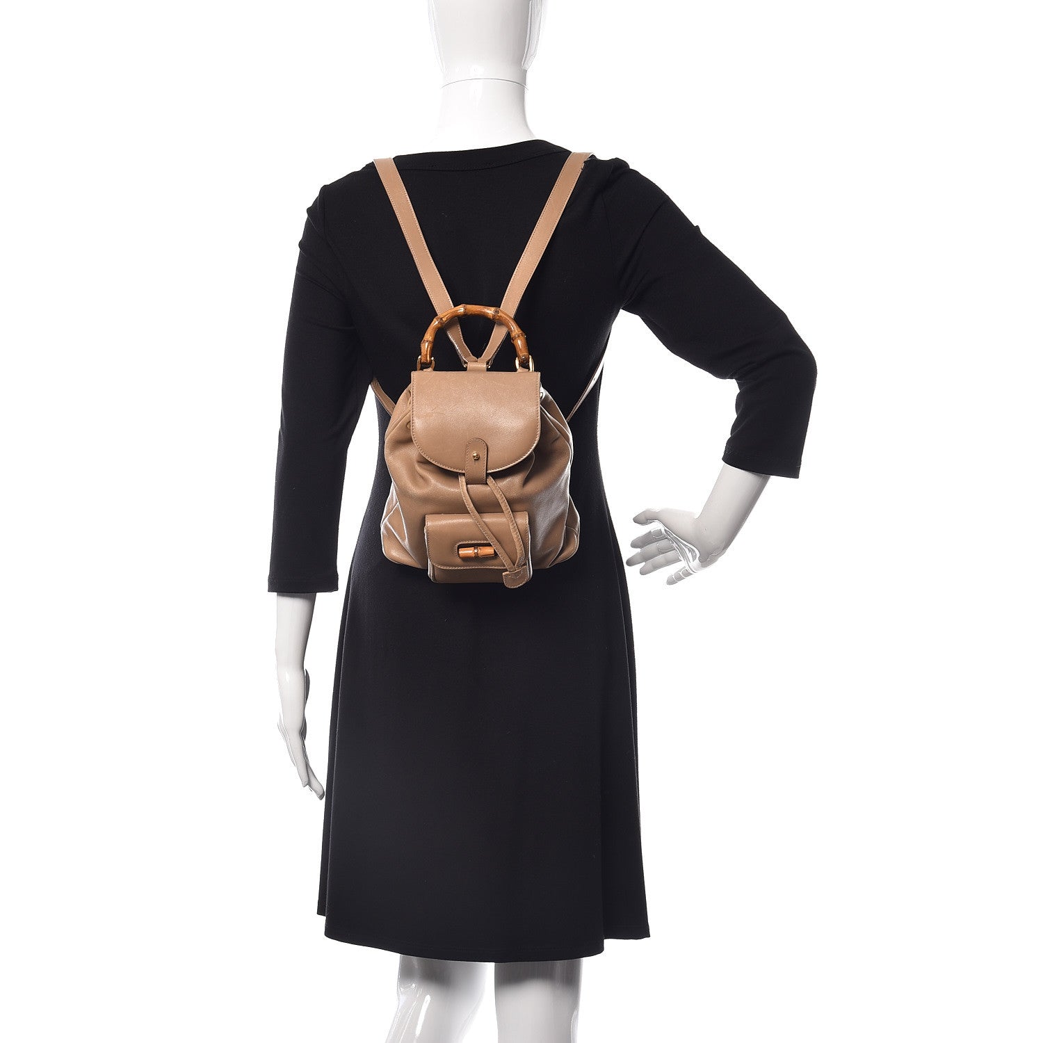 Gucci Calfskin Bamboo Mini Backpack Beige 2 of 16