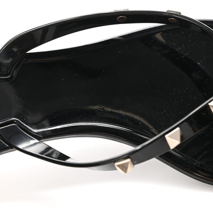Valentino Garavani PVC Jelly Rockstud Bow Thong Sandals 41 Black 9 of 10