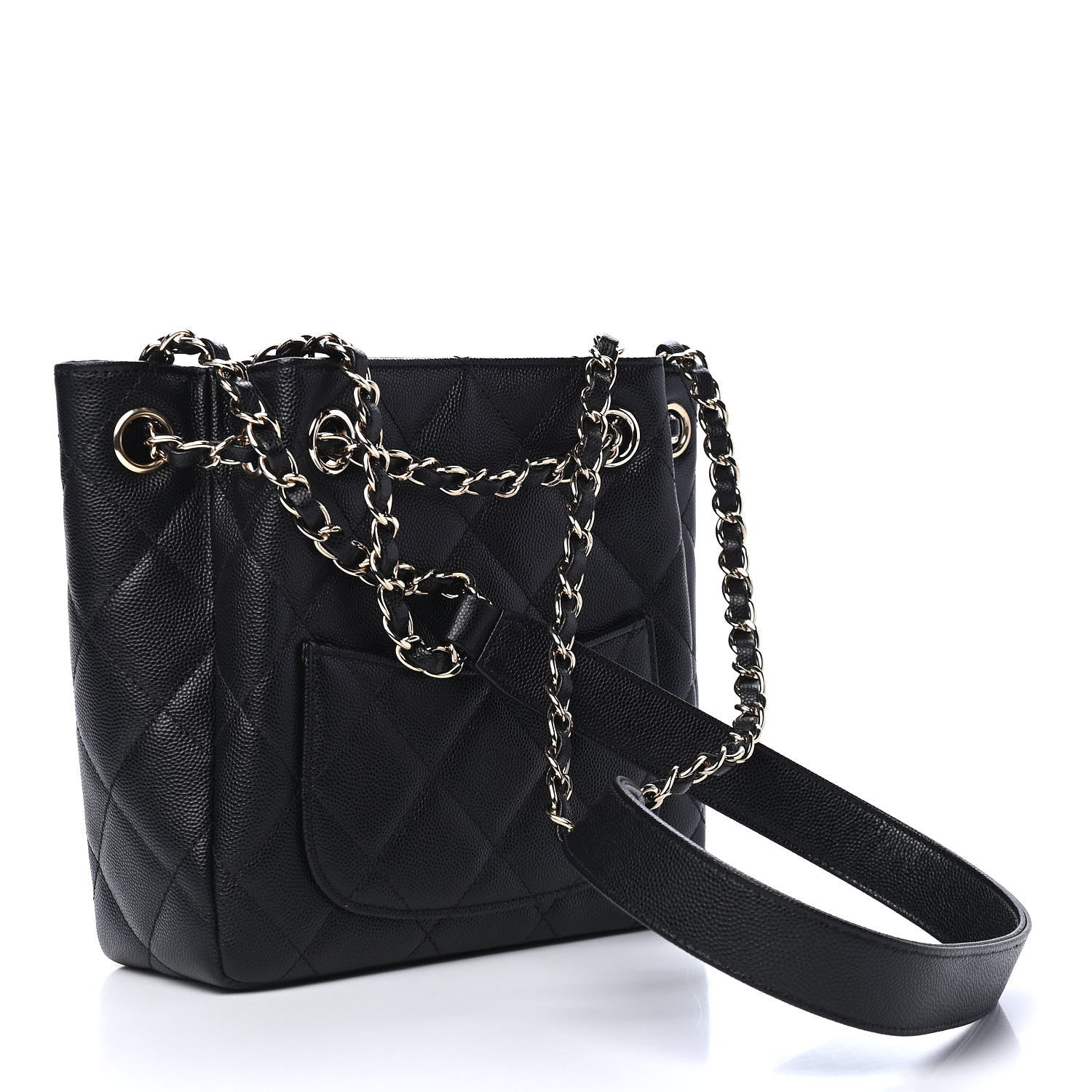 Chanel Caviar Quilted Flap Bucket Bag Black 2 of 9