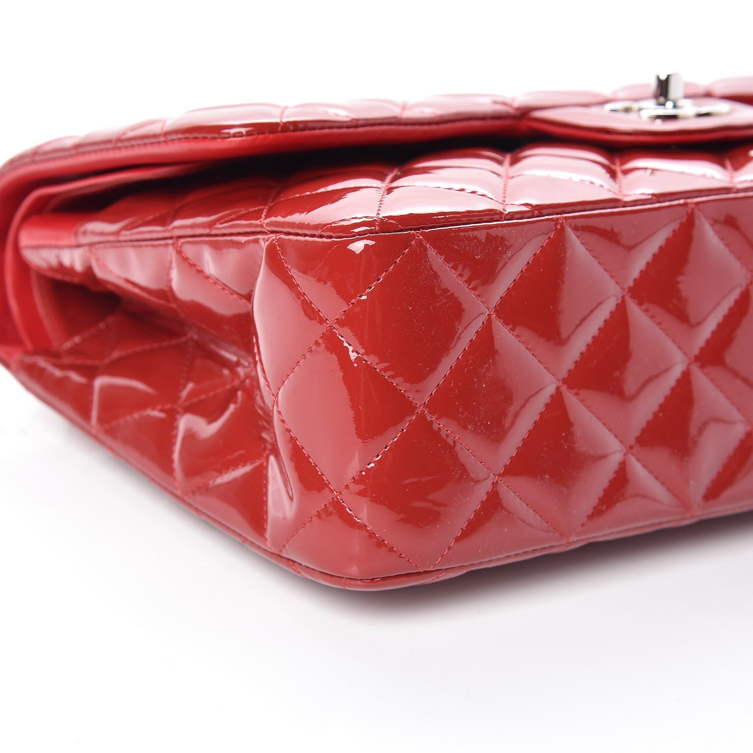 Chanel Patent Quilted Jumbo Double Flap Dark Red 9 of 10