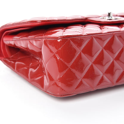 Chanel Patent Quilted Jumbo Double Flap Dark Red 9 of 10