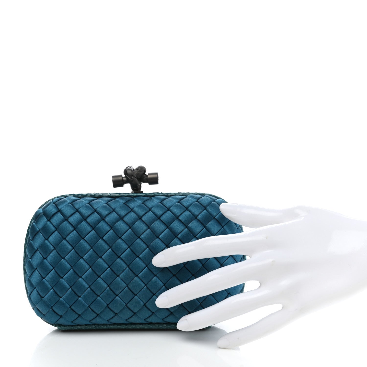 Bottega Veneta Satin Intreccio Impero Ayers Knot Clutch Turquoise 2 of 6