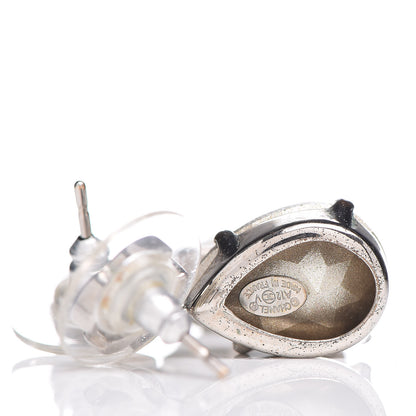 Chanel Crystal CC Tear Drop Earrings Silver 4 of 4
