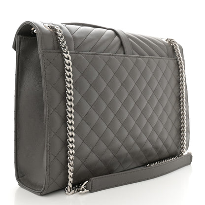 Saint Laurent Grain De Poudre Textured Mixed Matelasse Large Triquilt Monogram Satchel Earth 3 of 10