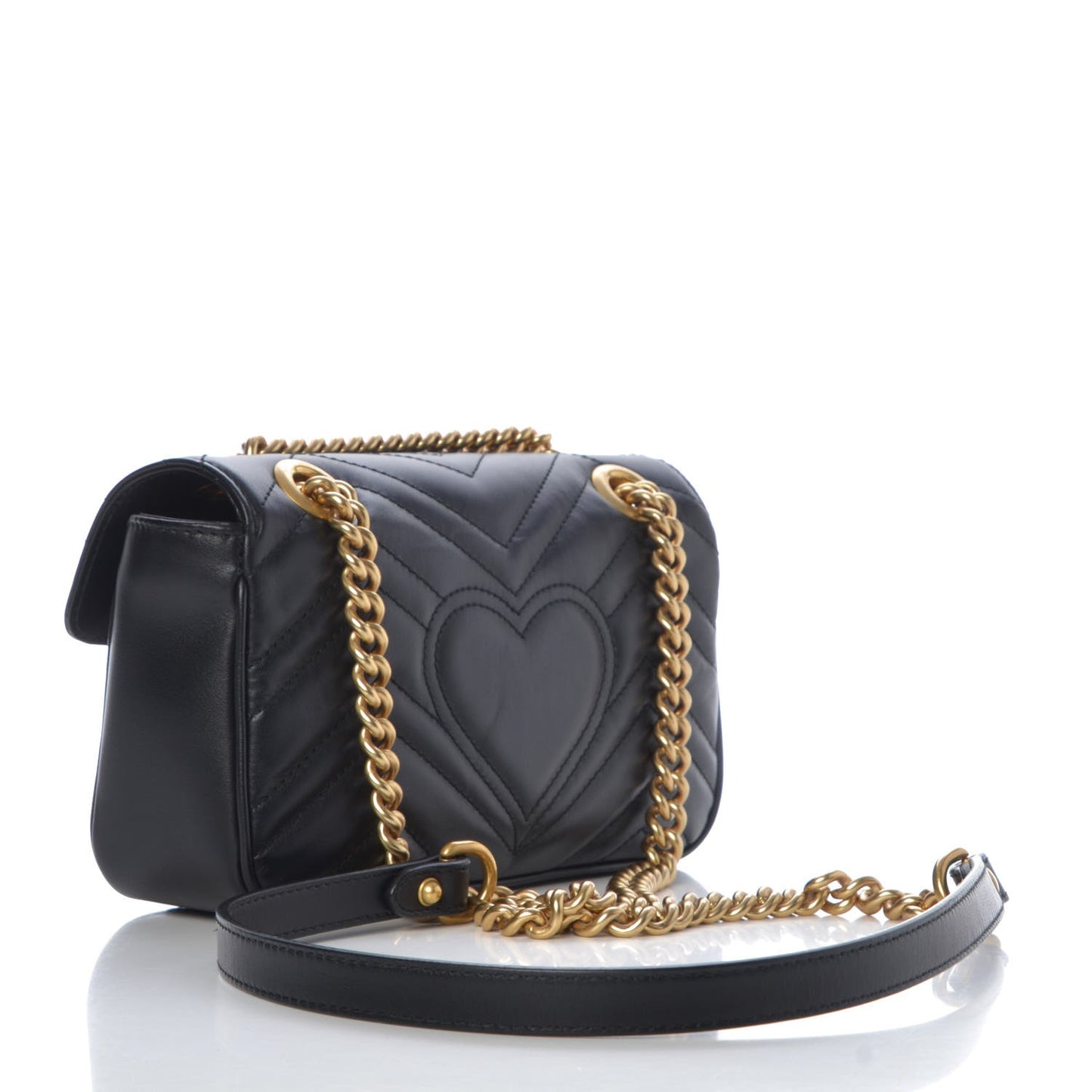 Calfskin Matelasse Mini GG Marmont Shoulder Bag Black