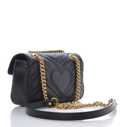 Gucci Calfskin Matelasse Mini GG Marmont Shoulder Bag Black 3 of 8