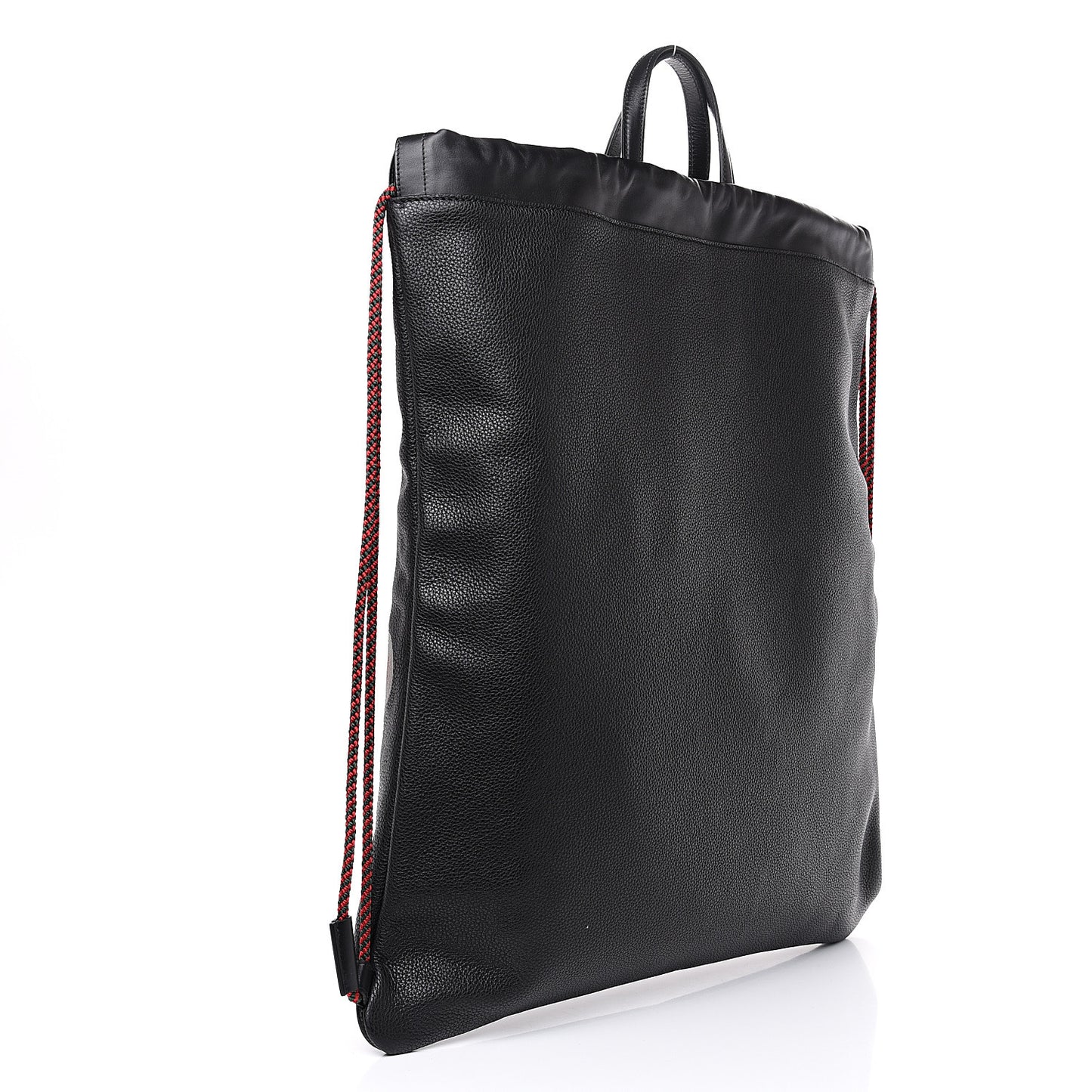 Calfskin Logo Drawstring Backpack Black