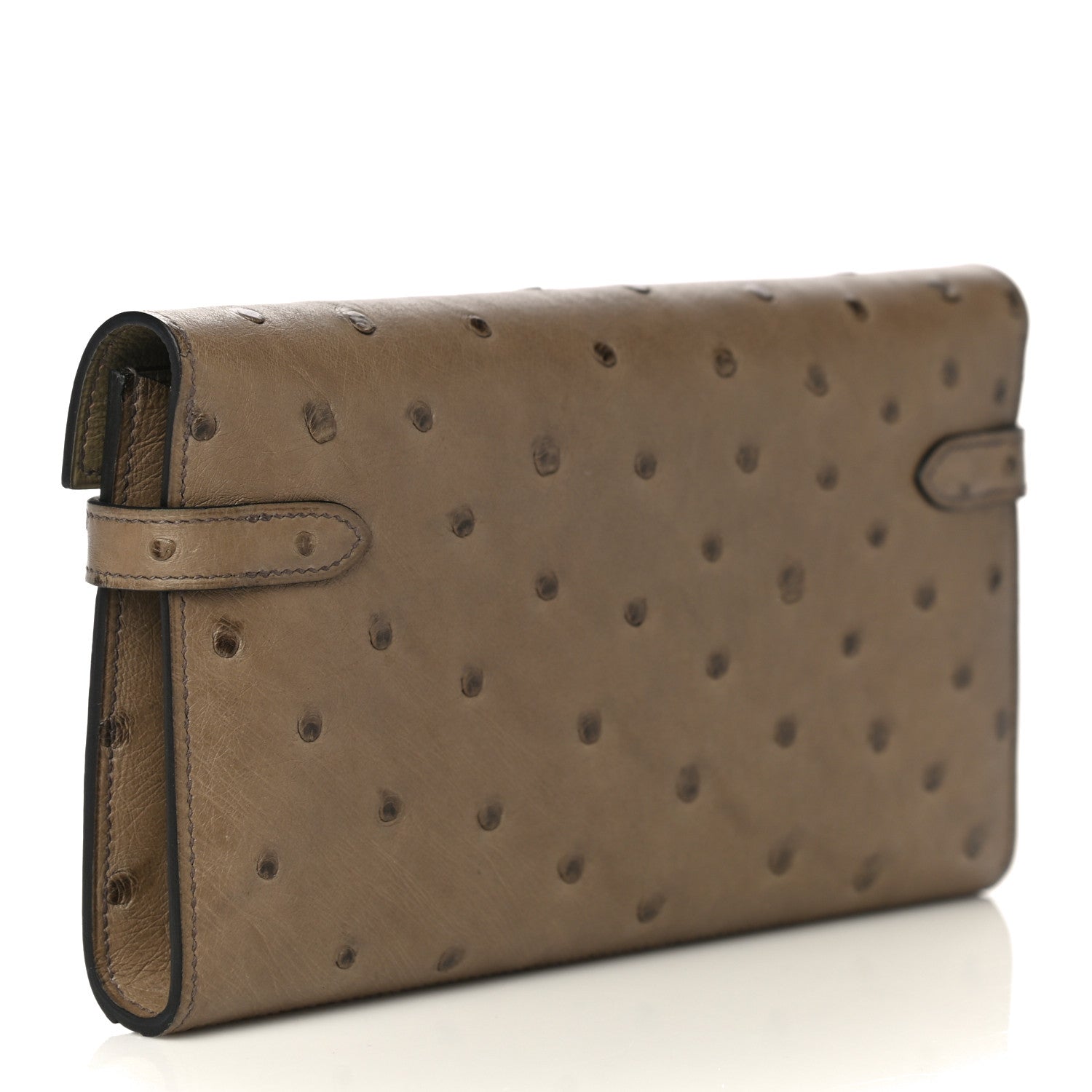 Hermes Ostrich Kelly Longue Wallet Gris Tourterelle 3 of 11