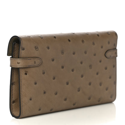 Hermes Ostrich Kelly Longue Wallet Gris Tourterelle 3 of 11