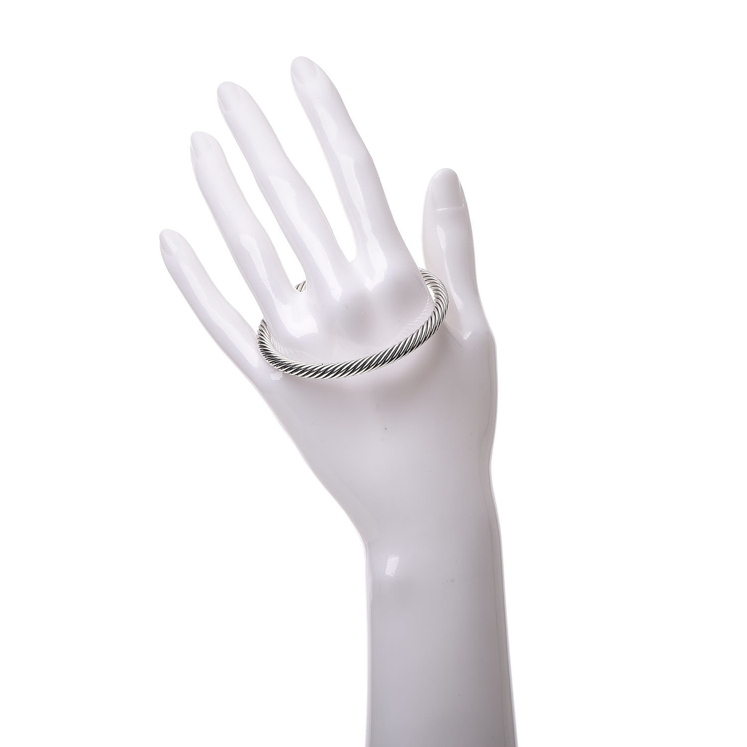 David Yurman Sterling Silver Diamond 5mm Cable Buckle Bracelet 2 of 6