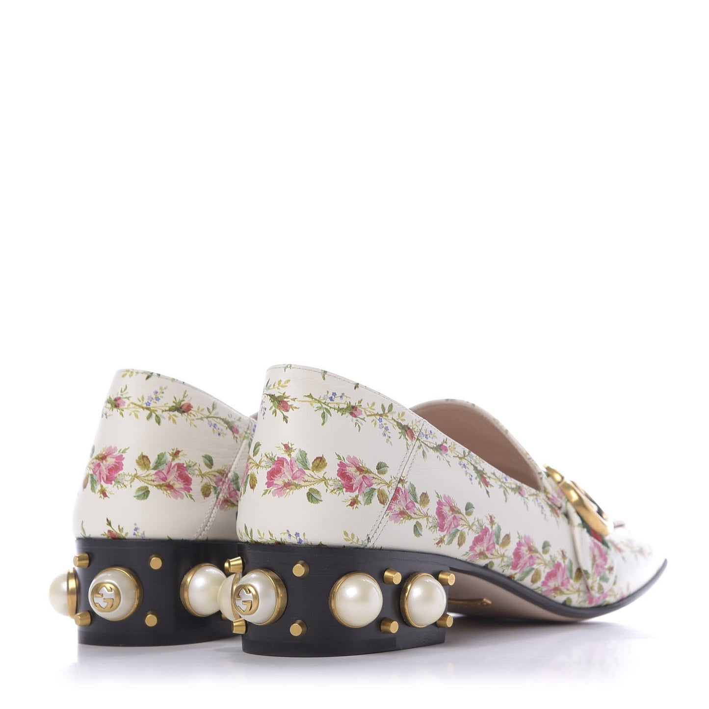Calfskin Web Pearl Floral Embellished Peyton Loafer 39 White Multicolor