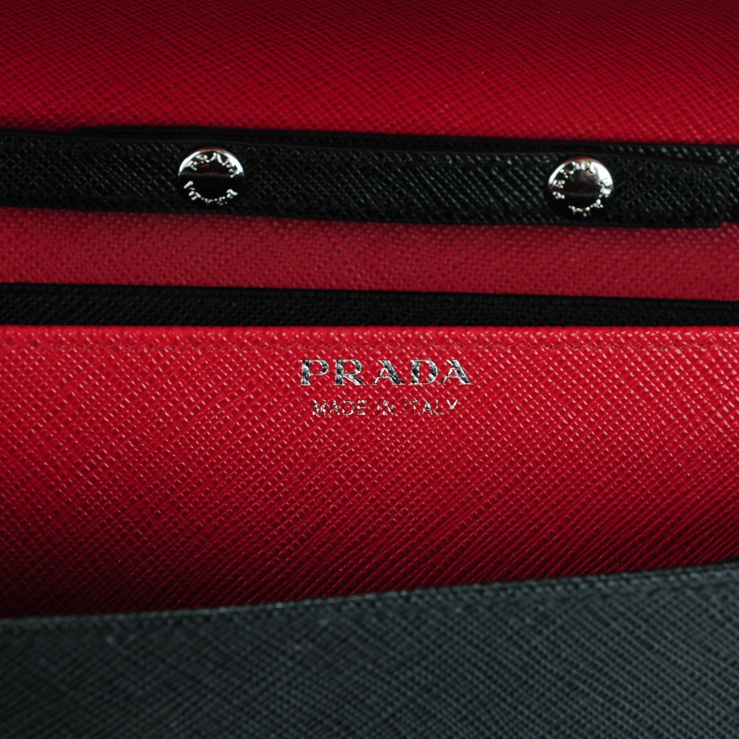 Prada Saffiano Bi-Color Wallet On Chain Nero Black Fuoco 6 of 7