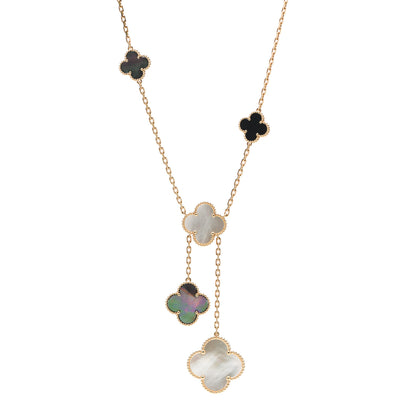 Van Cleef & Arpels 18K Yellow Gold Mother of Pearl Onyx 6 Motifs Magic Alhambra Necklace 1 of 5