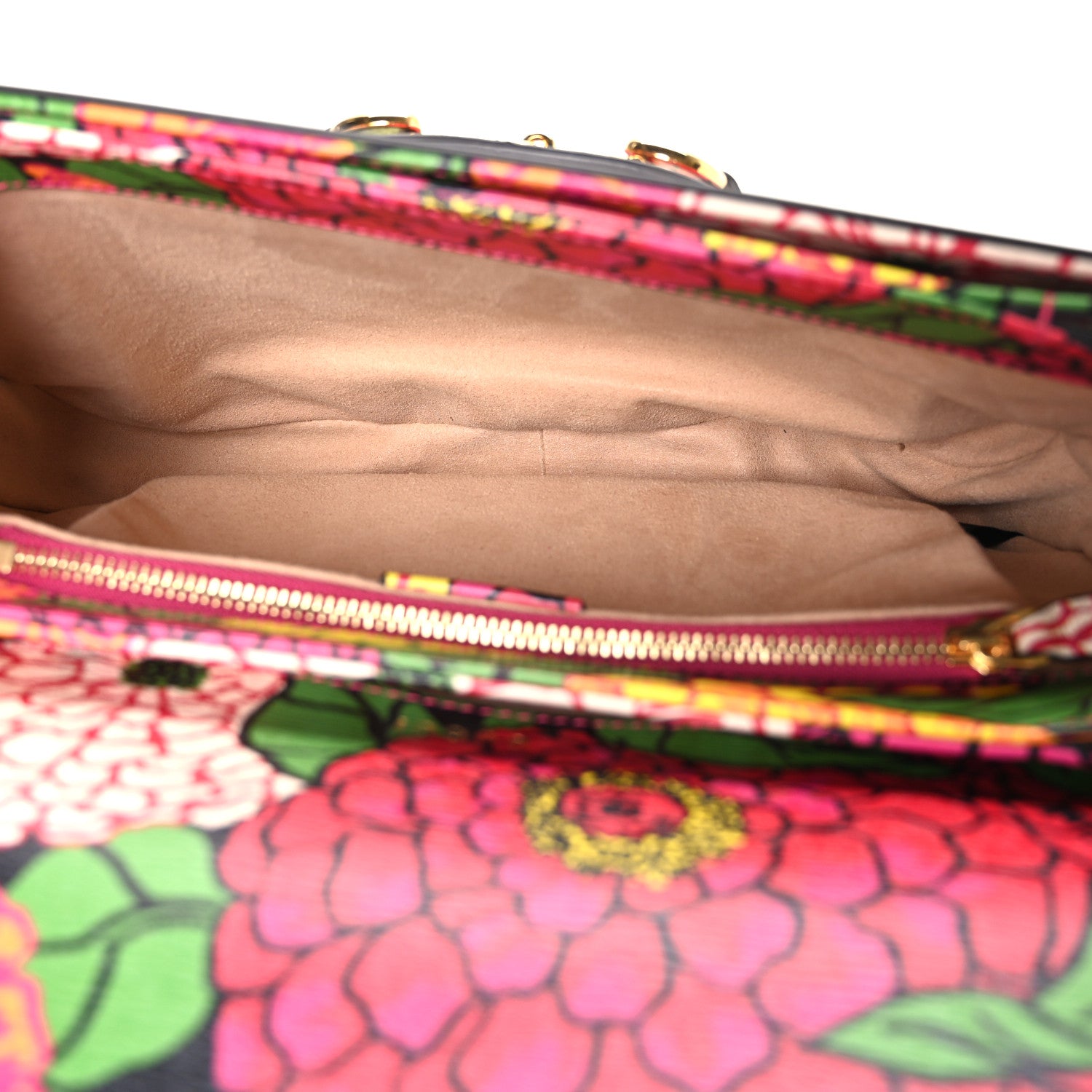 Gucci X KEN SCOTT New Shangai Calfskin Pomponica Print Horsebit 1955 Shoulder Bag  Multicolor Fuxia Pompon 5 of 10