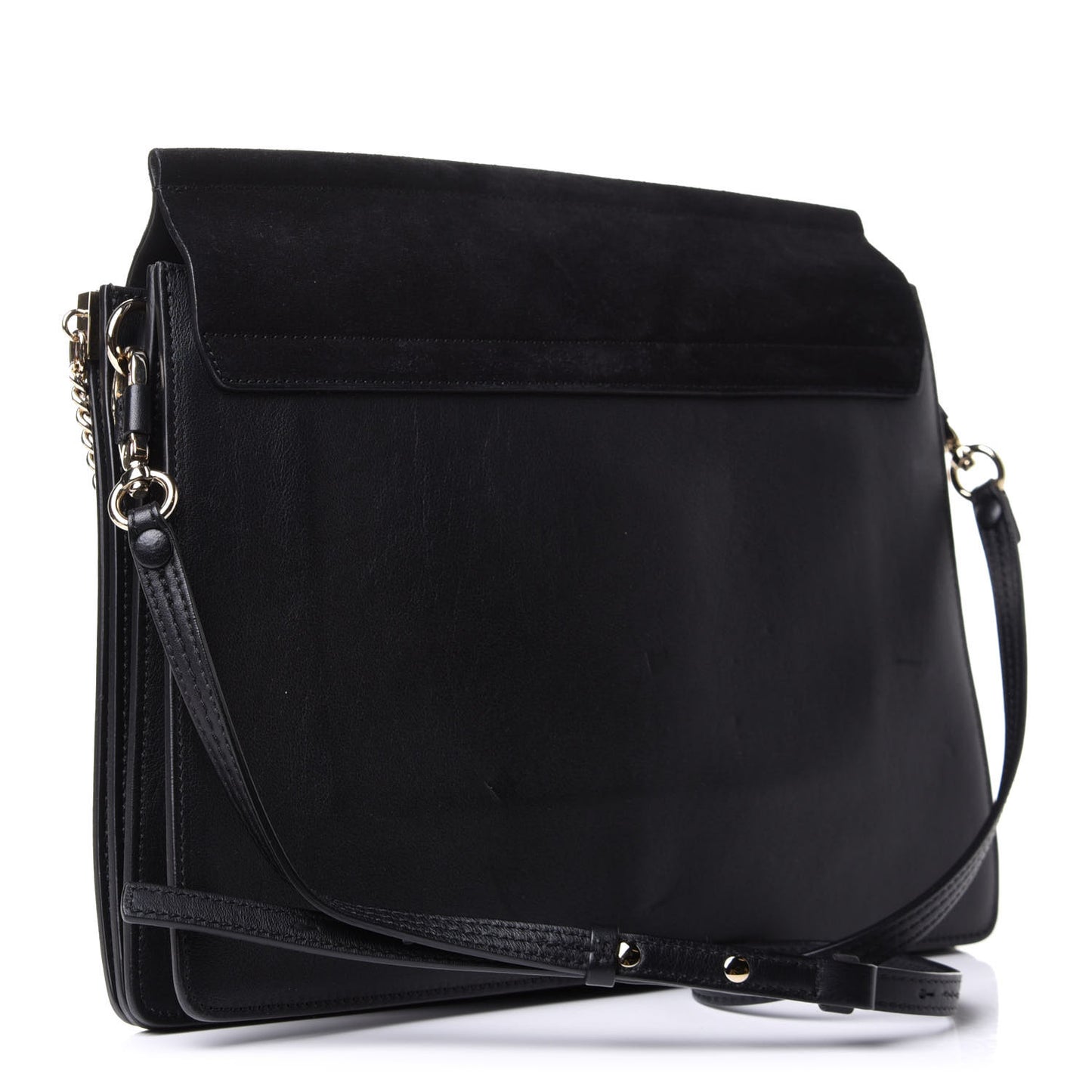 Suede Calfskin Medium Faye Shoulder Bag Black