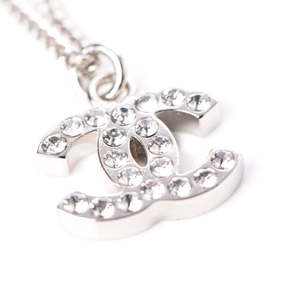 Chanel Crystal Timeless CC Necklace Silver 6 of 7