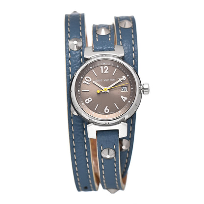 Louis Vuitton Stainless Steel Calfskin 28mm Tambour Triple Wrap Stud Quartz Watch Champagne 1 of 5