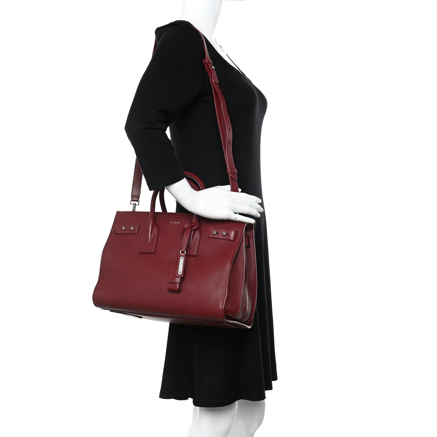 Saint Laurent Grained Calfskin Small Supple Sac De Jour Dark Pallisandre 2 of 8