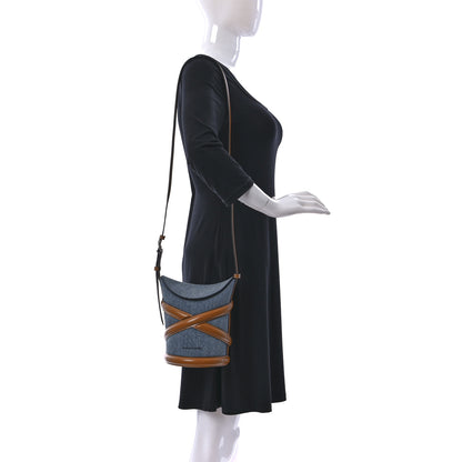 Alexander McQueen Denim The Curve Small Shoulder Bag Light Blue Tan 2 of 10