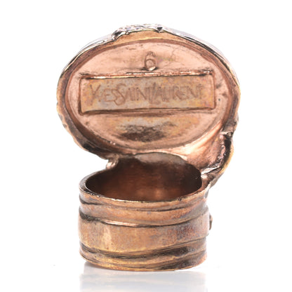 Saint Laurent Glass Cabochon Arty Ovale Ring 6 Rose Gold Green 3 of 4