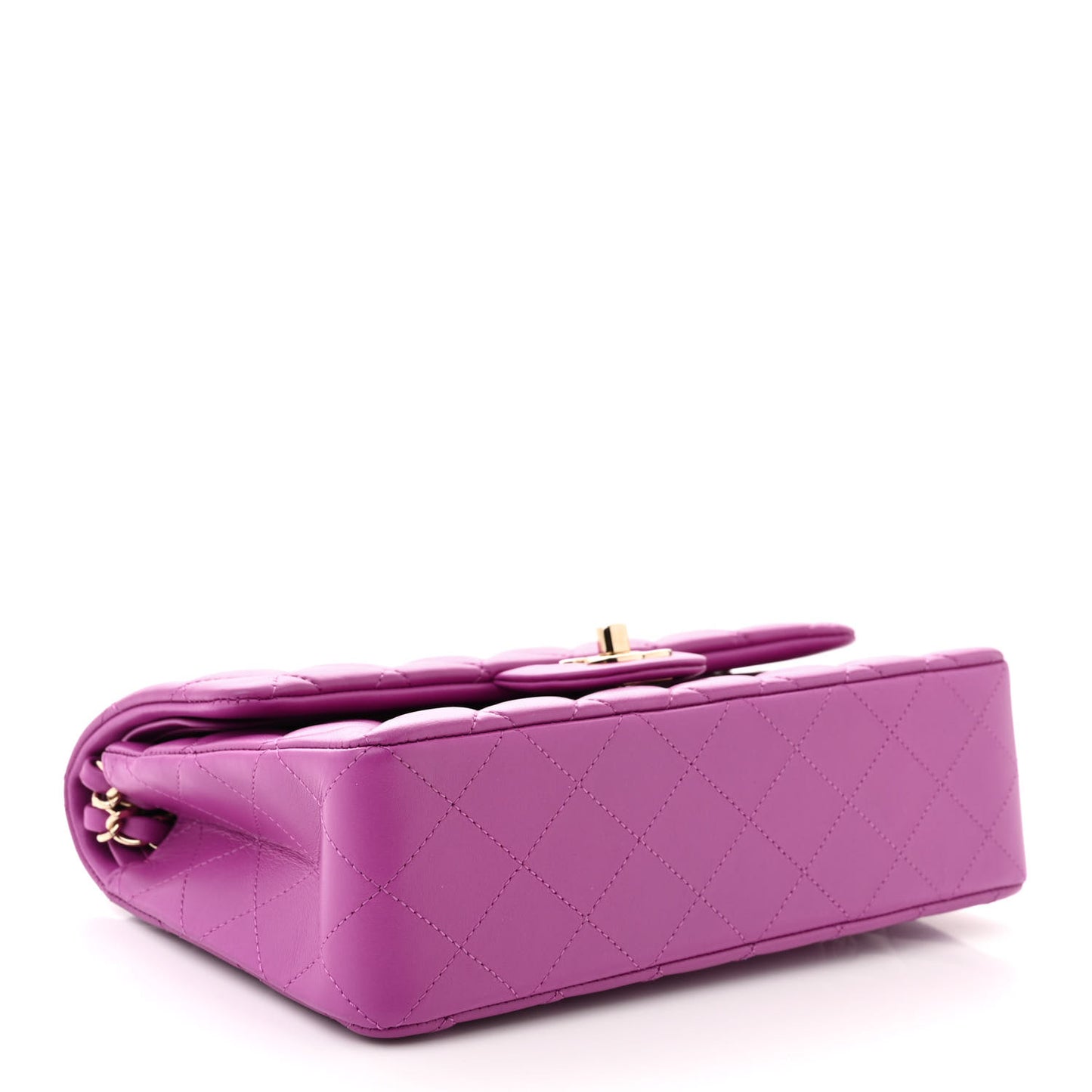 Lambskin Quilted Small Double Flap Purple