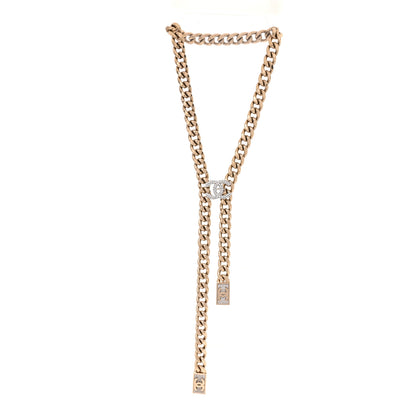 Chanel Chain Link Crystal CC Dog Tag Charm Necklace Gold 3 of 5