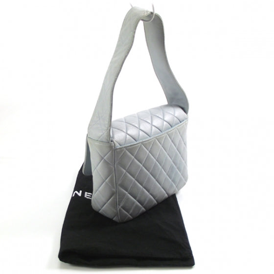 Lambskin Quilted Flap Shoulder Bag Blue