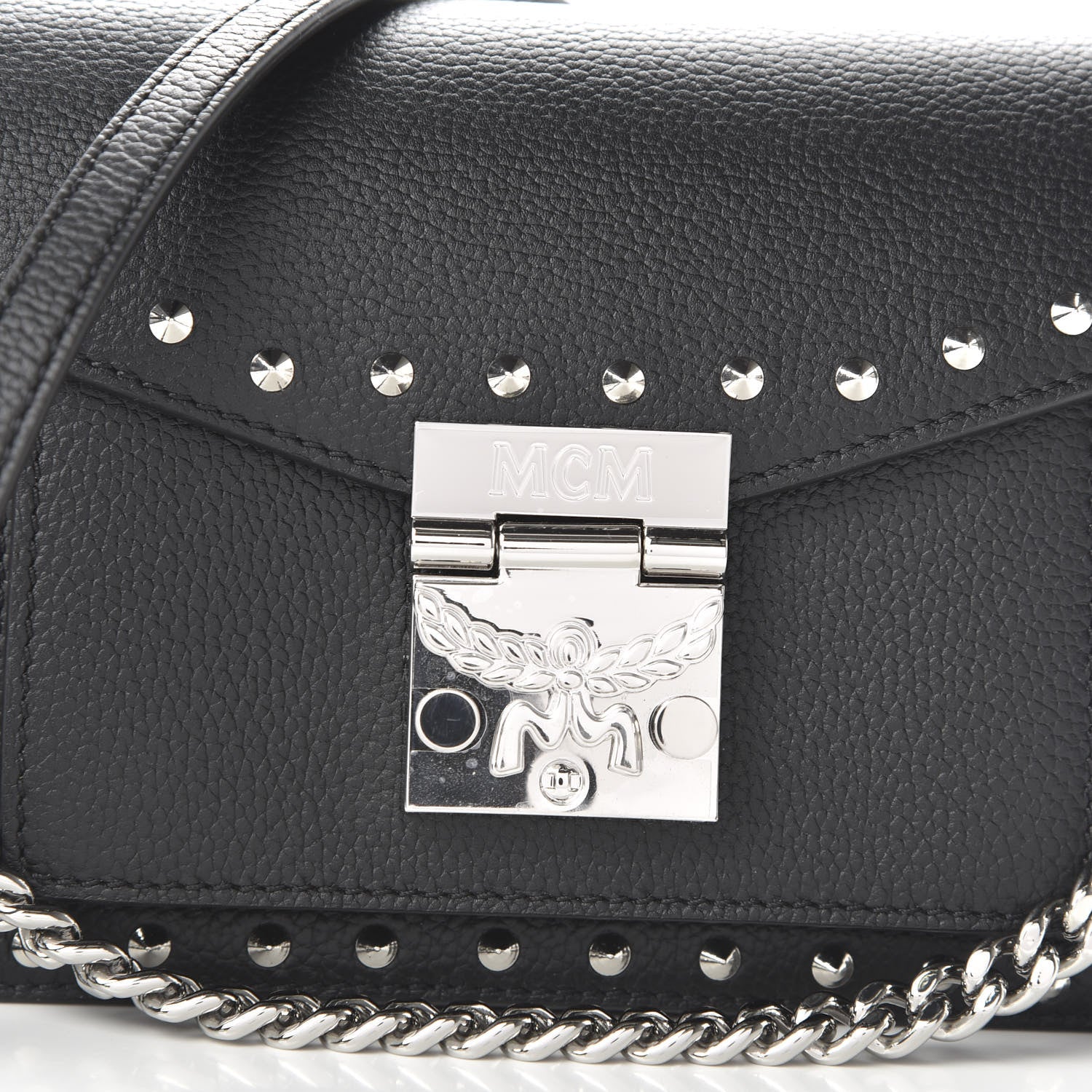 MCM Calfskin Studded Mini Patricia Crossbody Black 10 of 10