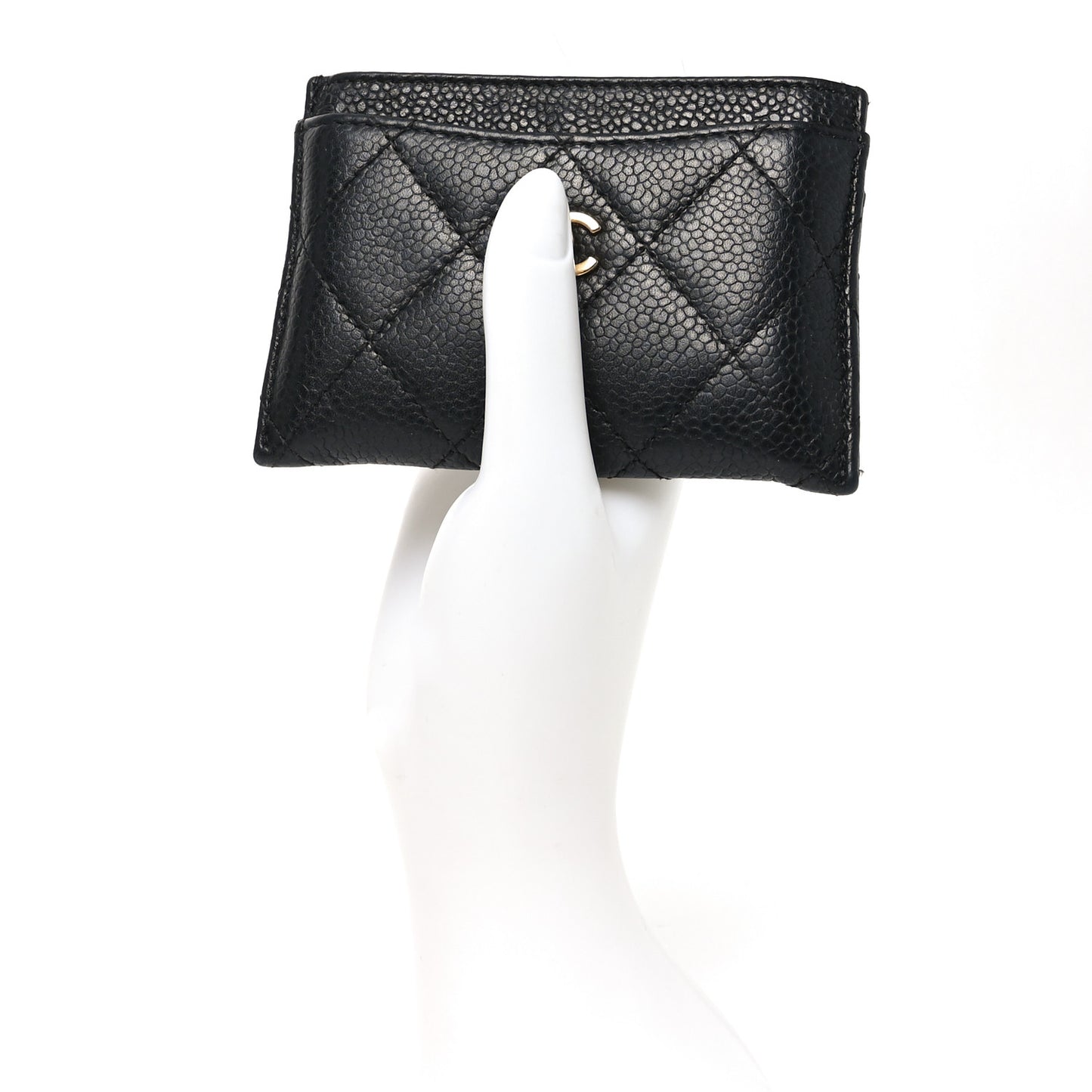 Caviar Quilted Card Holder Black