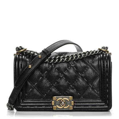 Chanel Calfskin Double Stitch Medium Boy Flap Black 1 of 8