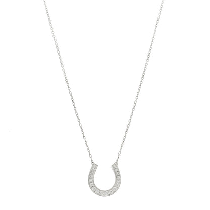 Tiffany 18K White Gold Diamond Metro Horseshoe Pendant Necklace 1 of 6