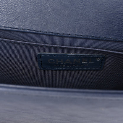 Chanel Calfskin Quilted Medium Top Handle Boy Flap Blue 6 of 10