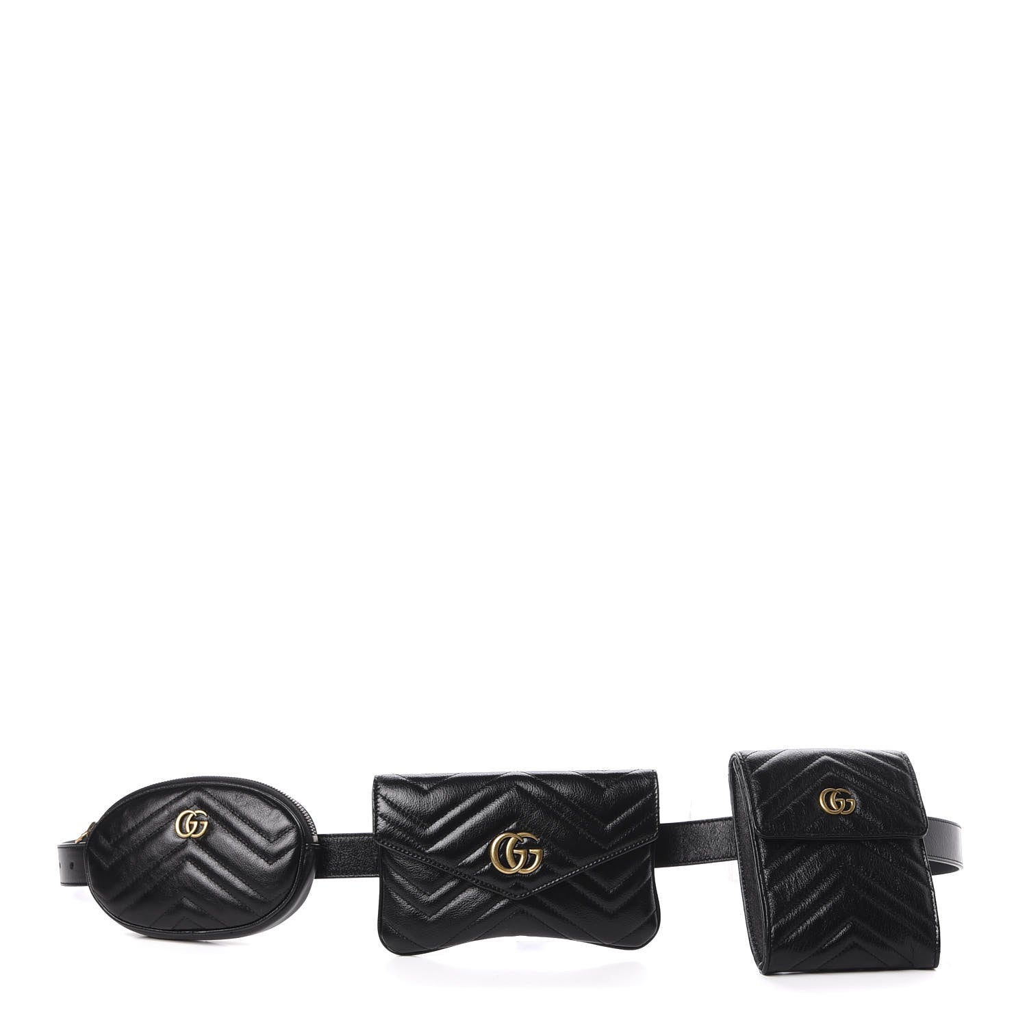 Gucci Calfskin Matelasse GG Marmont 2.0 Multi Belt Bag 85 34 Black 1 of 6