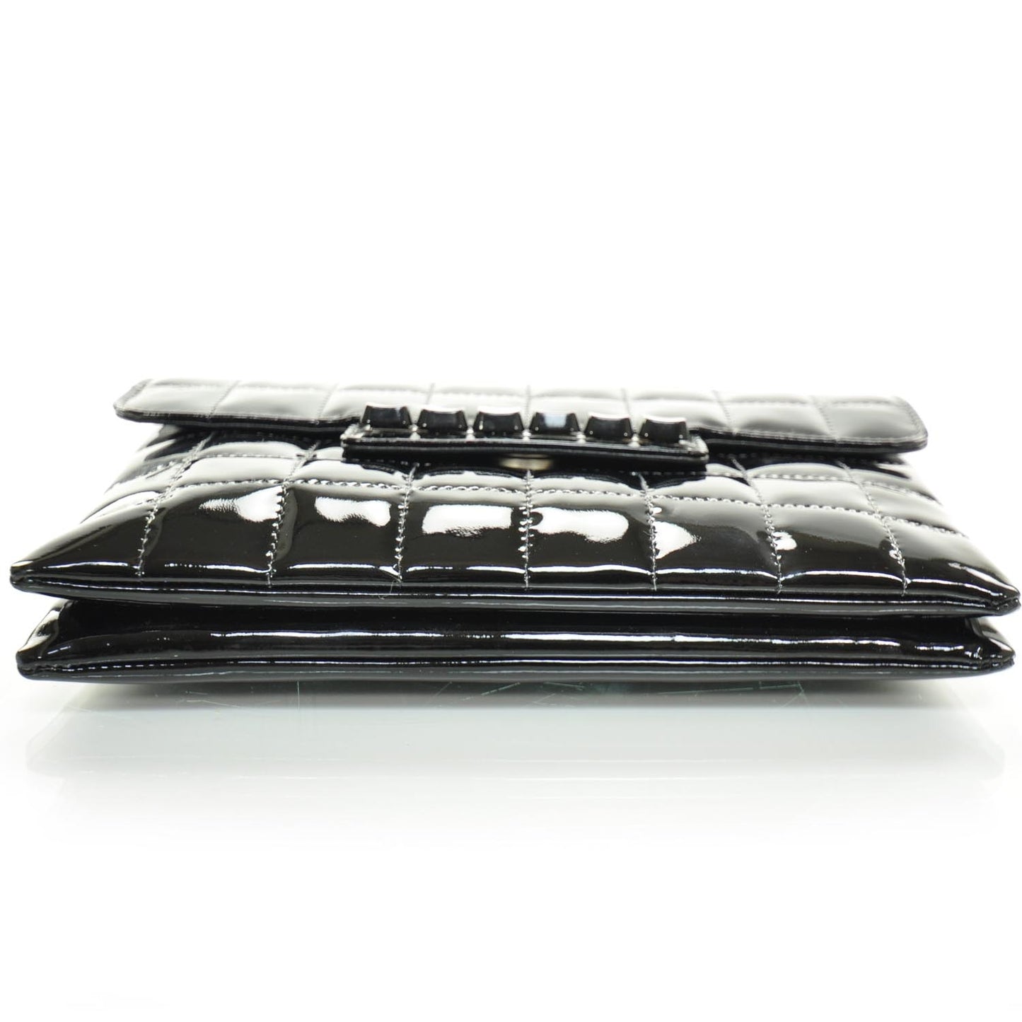 Patent Chocolate Bar Quilted Computer Keys Flap Black