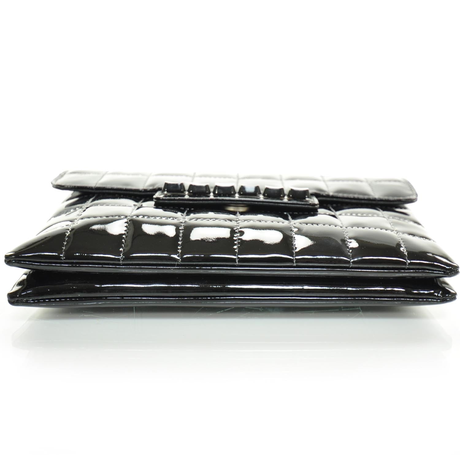 Chanel Patent Chocolate Bar Quilted Computer Keys Flap Black 4 of 10
