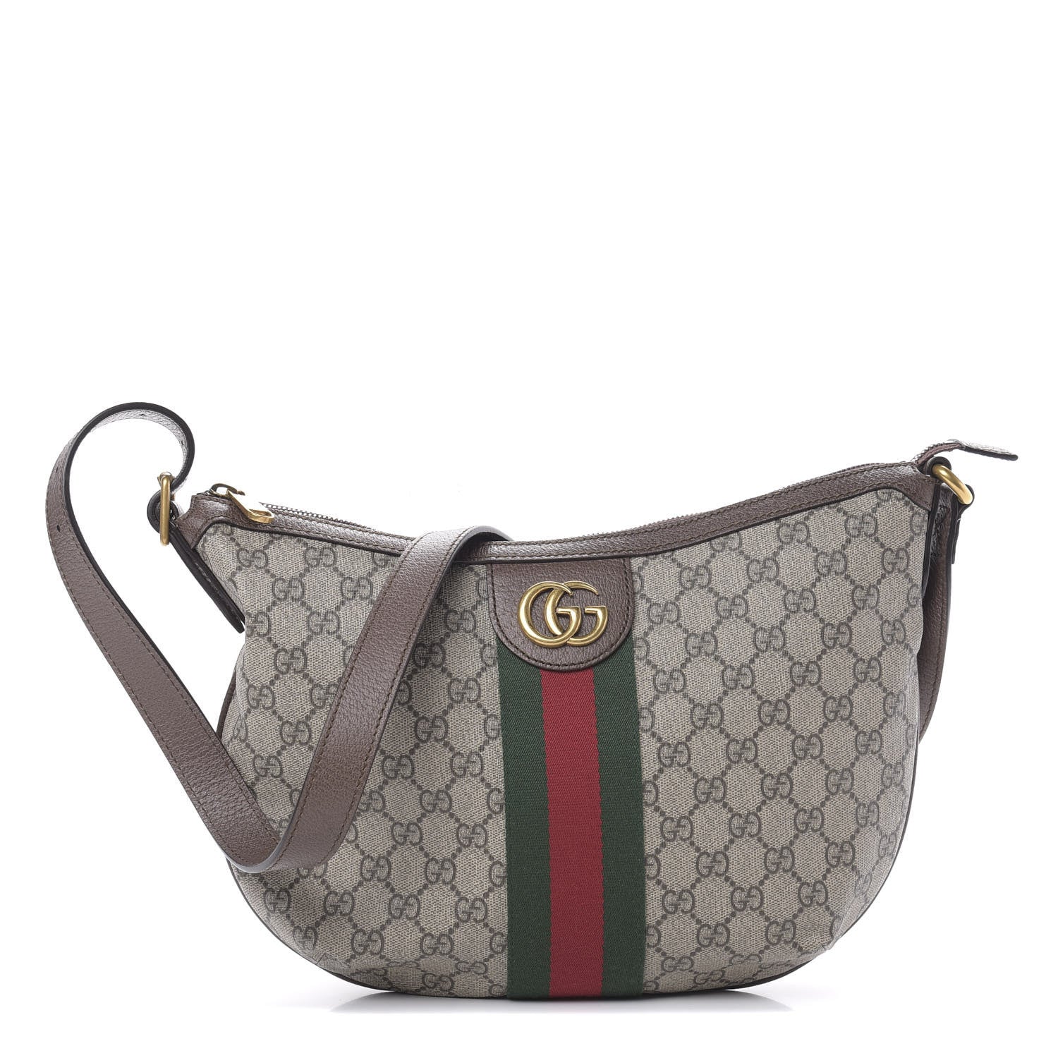Gucci GG Supreme Monogram Web Small Ophidia Half Moon Hobo Brown 1 of 10