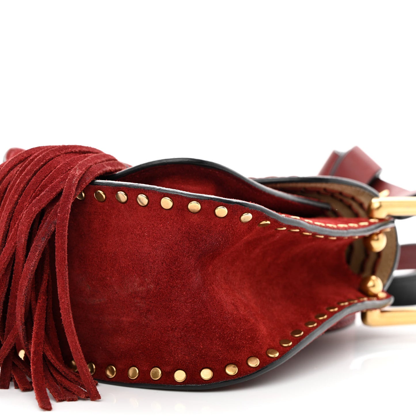 Suede Calfskin Braided Mini Hudson Shoulder Bag Sienna Red