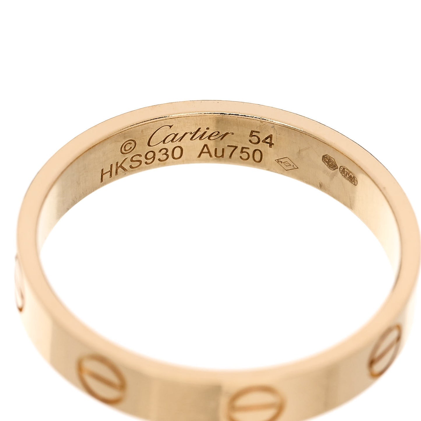 18K Yellow Gold 3.5mm LOVE Wedding Band Ring 54 6.75