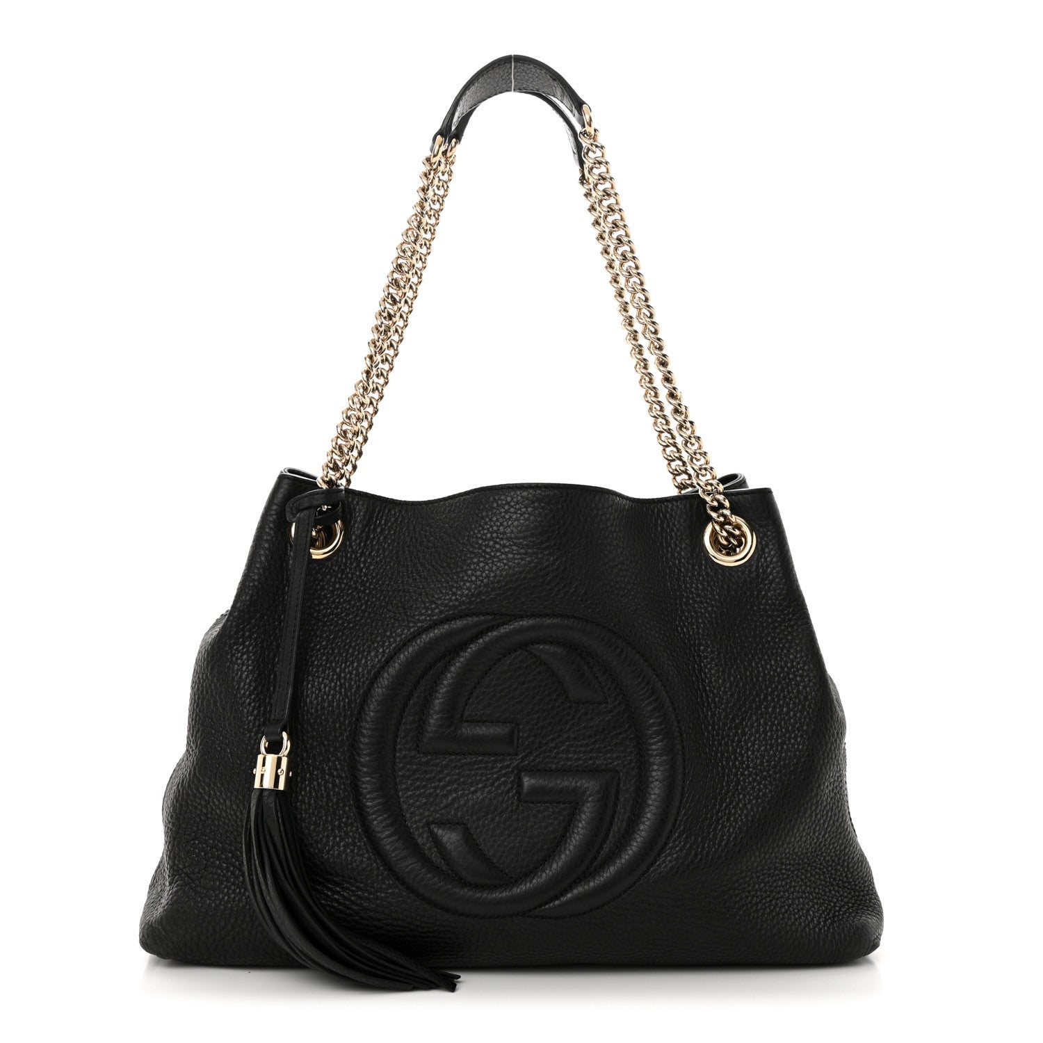 Gucci Pebbled Calfskin Medium Soho Chain Shoulder Bag Black 1 of 16