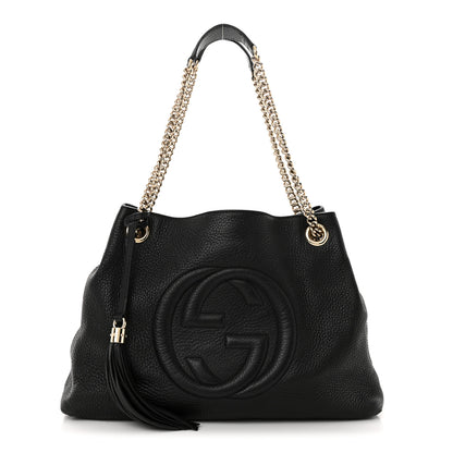 Gucci Pebbled Calfskin Medium Soho Chain Shoulder Bag Black 1 of 16