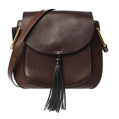 Chloe Grained Calfskin Medium Hudson Tassel Shoulder Bag Dark Wood 1 of 14