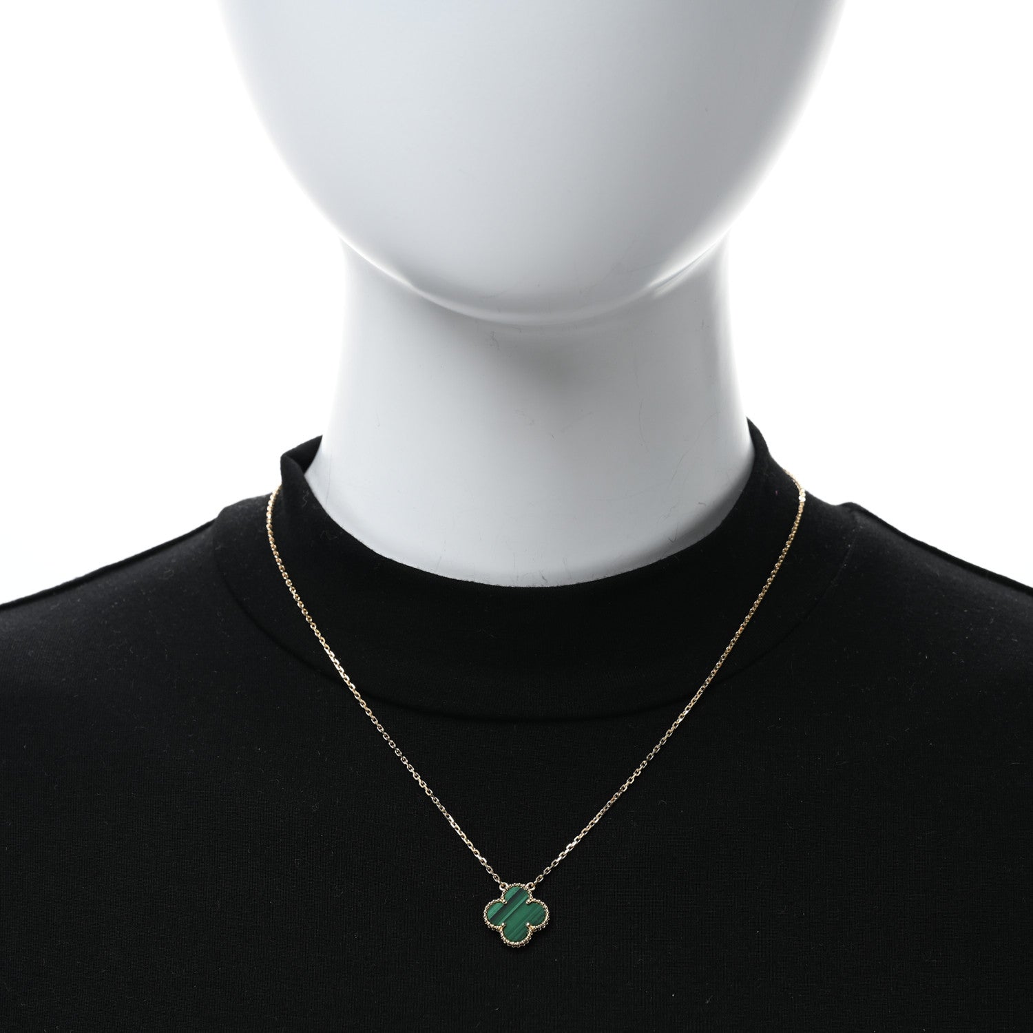 Van Cleef & Arpels 18K Yellow Gold Malachite Vintage Alhambra Pendant Necklace 2 of 5