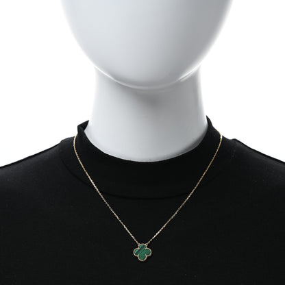 Van Cleef & Arpels 18K Yellow Gold Malachite Vintage Alhambra Pendant Necklace 2 of 5