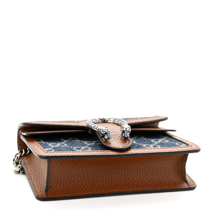 Gucci New Denim GG Monogram Dollar Calfskin Enamel Super Mini Dionysus Shoulder Bag Blue Tea Cuir Epilog Electric Blue 4 of 9