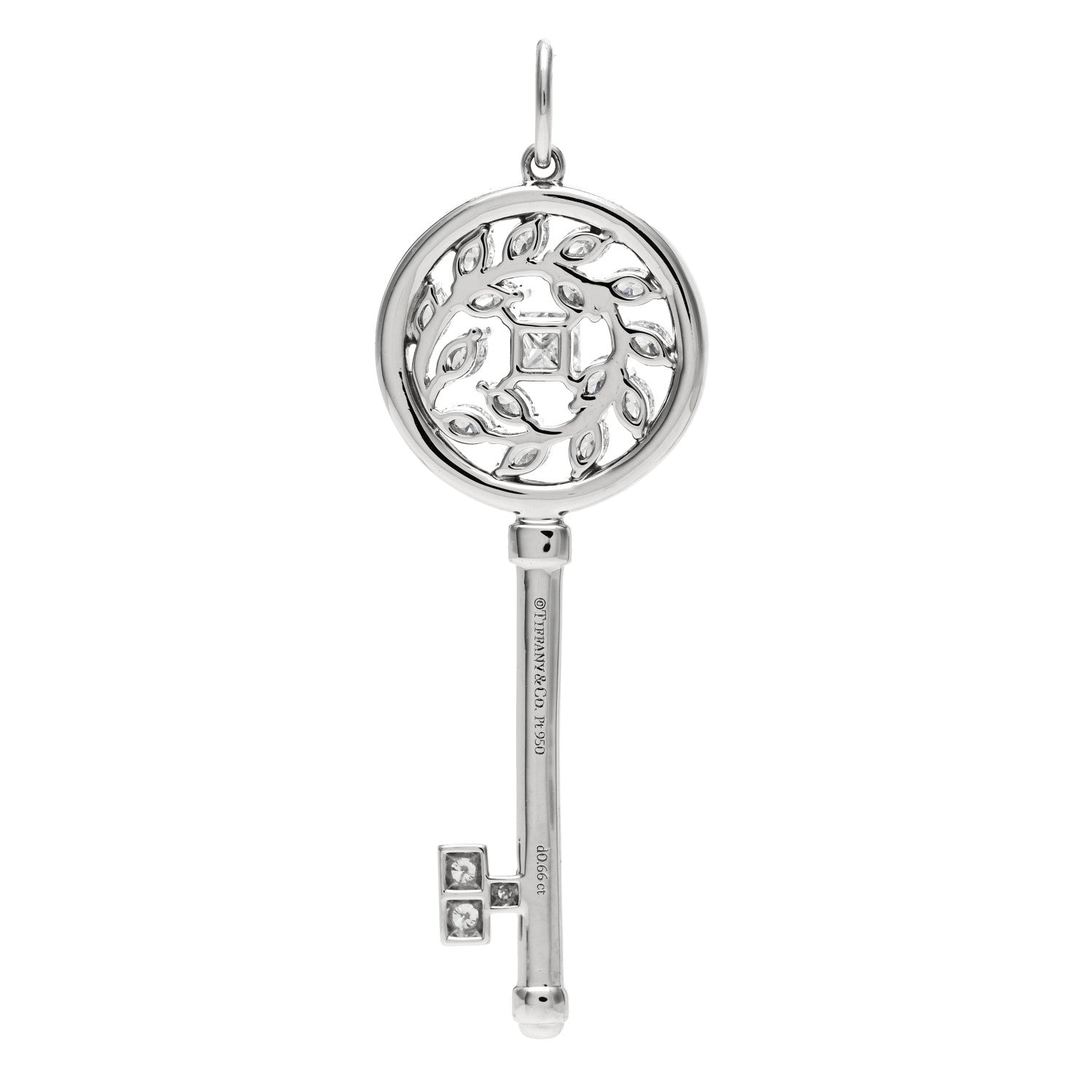 Tiffany Platinum Diamond Victoria Vine Key Pendant 3 of 5
