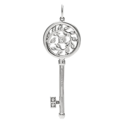 Tiffany Platinum Diamond Victoria Vine Key Pendant 3 of 5