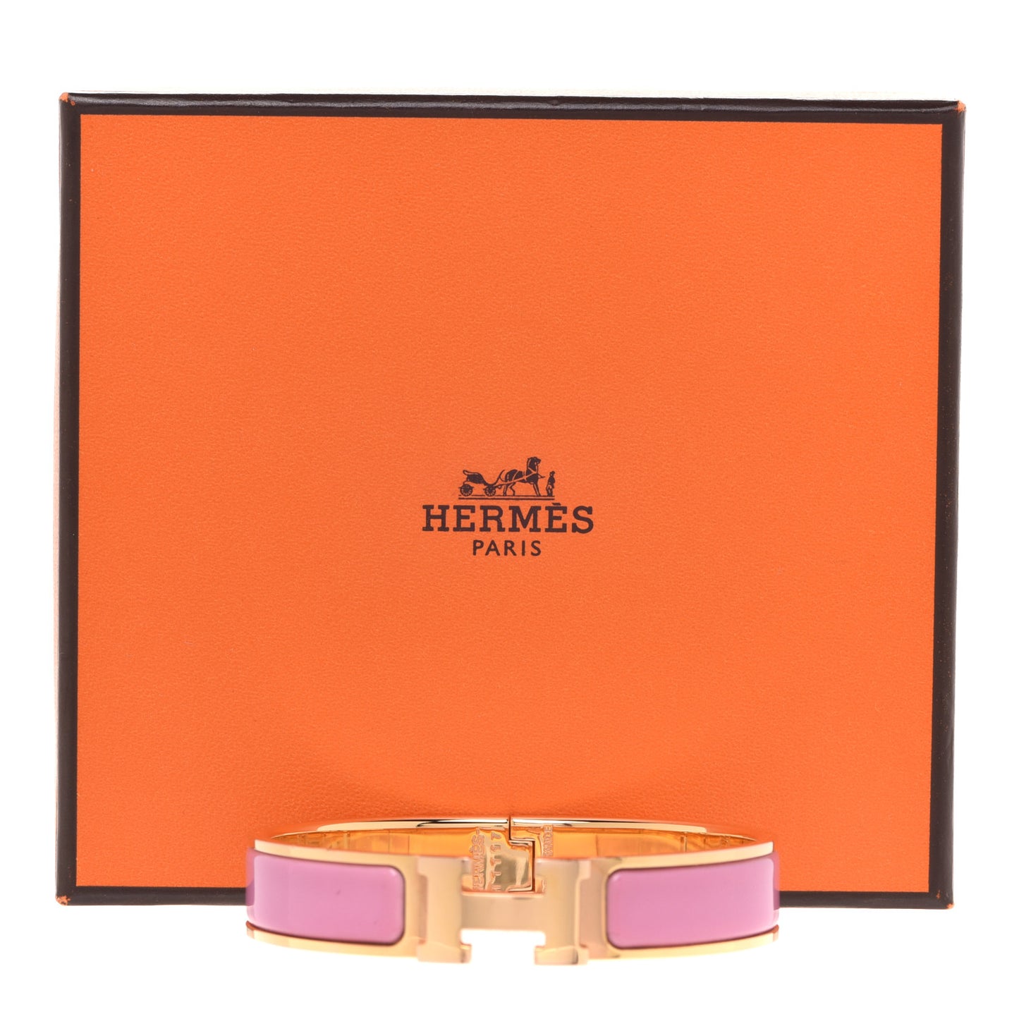 Enamel Narrow Clic Clac H Bracelet PM Bois De Rose