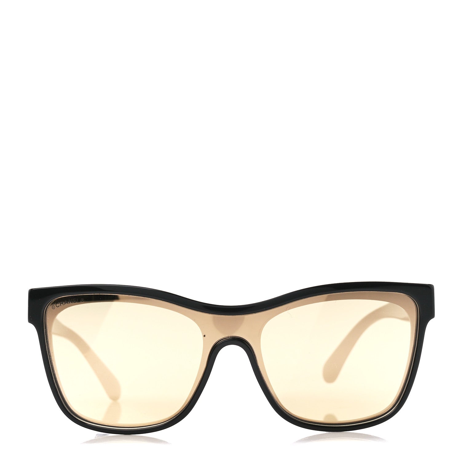 Chanel Acetate Shield Sunglasses 5418 Black Gold 2 of 8