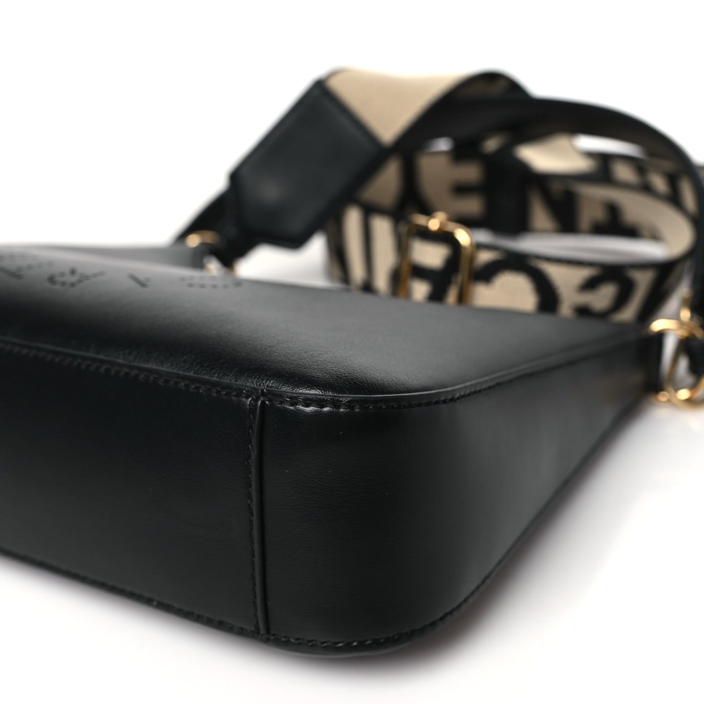 Eco Alter Nappa Perforated Logo Small Shoulder Bag Black
